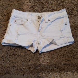 White Hydraulic Jean Shorts